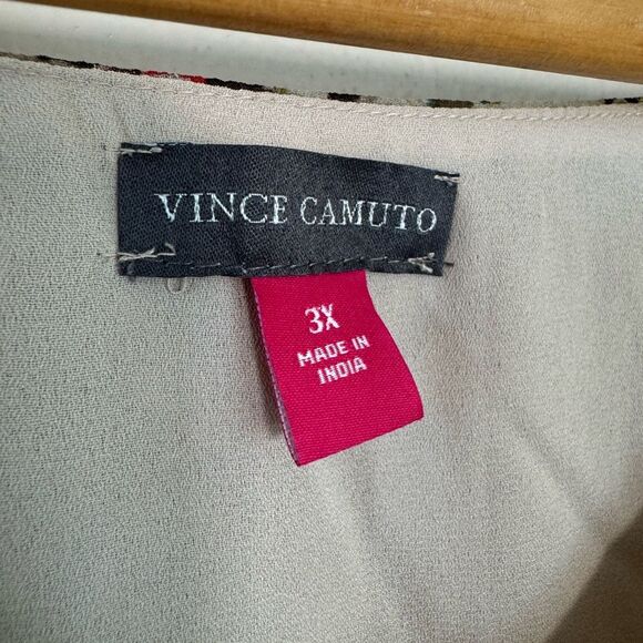 SALE! Tan Vince Camuto Paisley Patterned L/S Blouse Size 3X EUC - Picture 5 of 7